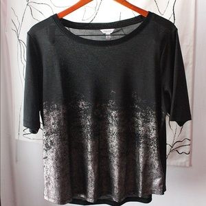 Calvin Klein metallic black short-sleeve sweater